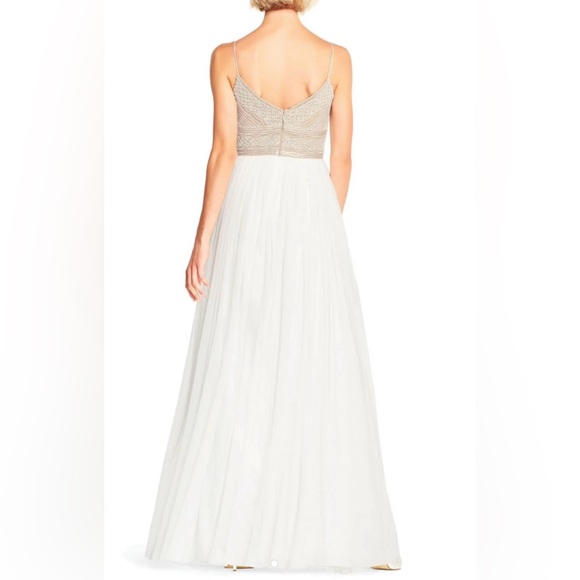 Adrianna Papell Long Shades Of Ivory Sequins Beaded Gown Unaltered Size 6 - Picture 15 of 15